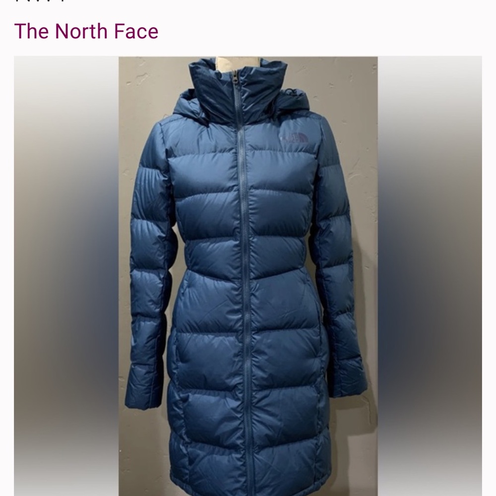 The North Face Blue Puffer Jacket with Insulated Hood